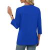 imageXIEERDUO 34 Length Sleeve Womens Tops V Neck Pleated Work Blouses Dressy Casual Summer Tops 2025 TrendyDark Blue