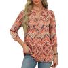 imageXIEERDUO 34 Length Sleeve Womens Tops V Neck Pleated Work Blouses Dressy Casual Summer Tops 2025 TrendyPatternedboho Floral