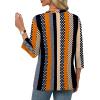 imageXIEERDUO 34 Length Sleeve Womens Tops V Neck Pleated Work Blouses Dressy Casual Summer Tops 2025 TrendyPatternedkhaki Stripe