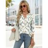 imageXIEERDUO 34 Length Sleeve Womens Tops V Neck Pleated Work Blouses Dressy Casual Summer Tops 2025 TrendyPatternedwhite Print