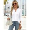 imageXIEERDUO 34 Length Sleeve Womens Tops V Neck Pleated Work Blouses Dressy Casual Summer Tops 2025 TrendyWhite