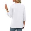 imageXIEERDUO 34 Length Sleeve Womens Tops V Neck Pleated Work Blouses Dressy Casual Summer Tops 2025 TrendyWhite