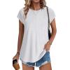 imageXIEERDUO Womens Tops Short Sleeve Shirts Blouses for Women Dressy Casual Cap Sleeve Tops with Curved HemAwhite