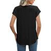imageXIEERDUO Womens Tops Short Sleeve Shirts Blouses for Women Dressy Casual Cap Sleeve Tops with Curved HemBblack