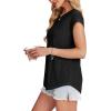 imageXIEERDUO Womens Tops Short Sleeve Shirts Blouses for Women Dressy Casual Cap Sleeve Tops with Curved HemBblack