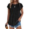 imageXIEERDUO Womens Tops Short Sleeve Shirts Blouses for Women Dressy Casual Cap Sleeve Tops with Curved HemBblack