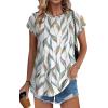 imageXIEERDUO Womens Tops Short Sleeve Shirts Blouses for Women Dressy Casual Cap Sleeve Tops with Curved HemCcolorful Leaf