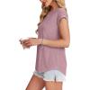 imageXIEERDUO Womens Tops Short Sleeve Shirts Blouses for Women Dressy Casual Cap Sleeve Tops with Curved HemDpink