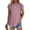 imageXIEERDUO Womens Tops Short Sleeve Shirts Blouses for Women Dressy Casual Cap Sleeve Tops with Curved HemDpink