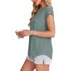 imageXIEERDUO Womens Tops Short Sleeve Shirts Blouses for Women Dressy Casual Cap Sleeve Tops with Curved HemEgreen Blue