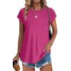 imageXIEERDUO Womens Tops Short Sleeve Shirts Blouses for Women Dressy Casual Cap Sleeve Tops with Curved HemFhot Pink