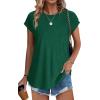 imageXIEERDUO Womens Tops Short Sleeve Shirts Blouses for Women Dressy Casual Cap Sleeve Tops with Curved HemGgreen