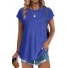 imageXIEERDUO Womens Tops Short Sleeve Shirts Blouses for Women Dressy Casual Cap Sleeve Tops with Curved HemGroyal Blue