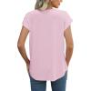 imageXIEERDUO Womens Tops Short Sleeve Shirts Blouses for Women Dressy Casual Cap Sleeve Tops with Curved HemIlight Pink