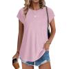 imageXIEERDUO Womens Tops Short Sleeve Shirts Blouses for Women Dressy Casual Cap Sleeve Tops with Curved HemIlight Pink