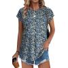 imageXIEERDUO Womens Tops Short Sleeve Shirts Blouses for Women Dressy Casual Cap Sleeve Tops with Curved HemKblue Floral