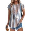 imageXIEERDUO Womens Tops Short Sleeve Shirts Blouses for Women Dressy Casual Cap Sleeve Tops with Curved HemLtie Dye
