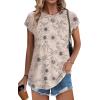 imageXIEERDUO Womens Tops Short Sleeve Shirts Blouses for Women Dressy Casual Cap Sleeve Tops with Curved HemMsunflower