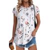 imageXIEERDUO Womens Tops Short Sleeve Shirts Blouses for Women Dressy Casual Cap Sleeve Tops with Curved HemNwhite Flower