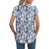 imageXIEERDUO Womens Tops Short Sleeve Shirts Blouses for Women Dressy Casual Cap Sleeve Tops with Curved HemOblue Yellow Print