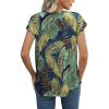 imageXIEERDUO Womens Tops Short Sleeve Shirts Blouses for Women Dressy Casual Cap Sleeve Tops with Curved HemRpalm Leaf