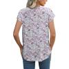 imageXIEERDUO Womens Tops Short Sleeve Shirts Blouses for Women Dressy Casual Cap Sleeve Tops with Curved HemSpink Blue Floral