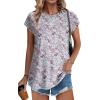 imageXIEERDUO Womens Tops Short Sleeve Shirts Blouses for Women Dressy Casual Cap Sleeve Tops with Curved HemSpink Blue Floral
