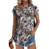 imageXIEERDUO Womens Tops Short Sleeve Shirts Blouses for Women Dressy Casual Cap Sleeve Tops with Curved HemTblack Floral