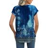 imageXIEERDUO Womens Tops Short Sleeve Shirts Blouses for Women Dressy Casual Cap Sleeve Tops with Curved HemUnavy Print