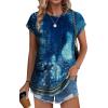 imageXIEERDUO Womens Tops Short Sleeve Shirts Blouses for Women Dressy Casual Cap Sleeve Tops with Curved HemUnavy Print