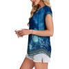 imageXIEERDUO Womens Tops Short Sleeve Shirts Blouses for Women Dressy Casual Cap Sleeve Tops with Curved HemUnavy Print