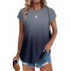 imageXIEERDUO Womens Tops Short Sleeve Shirts Blouses for Women Dressy Casual Cap Sleeve Tops with Curved HemWblack Gradient