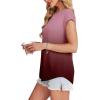 imageXIEERDUO Womens Tops Short Sleeve Shirts Blouses for Women Dressy Casual Cap Sleeve Tops with Curved HemWred Gradient