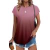 imageXIEERDUO Womens Tops Short Sleeve Shirts Blouses for Women Dressy Casual Cap Sleeve Tops with Curved HemWred Gradient