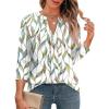 imageXIEERDUO 34 Length Sleeve Womens Tops V Neck Pleated Work Blouses Dressy Casual Summer Tops 2025 TrendyPatternedwhite Print