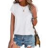 imageXIEERDUO Womens Tops Short Sleeve Shirts Blouses for Women Dressy Casual Cap Sleeve Tops with Curved HemAwhite