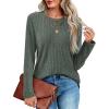 imageXIEERDUO Long Sleeve Shirts for Women Crew Neck Lightweight Casual Tunic Tops Winter Fall FashionGreen