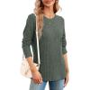 imageXIEERDUO Long Sleeve Shirts for Women Crew Neck Lightweight Casual Tunic Tops Winter Fall FashionGreen