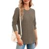 imageXIEERDUO Long Sleeve Shirts for Women Crew Neck Lightweight Casual Tunic Tops Winter Fall FashionKhaki