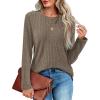 imageXIEERDUO Long Sleeve Shirts for Women Crew Neck Lightweight Casual Tunic Tops Winter Fall FashionKhaki