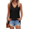 imageXIEERDUO Tank Tops for Women V Neck Summer Outfits Side Slit Sleeveless Shirts Loose Fit 2025 Fashion01 Black