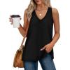 imageXIEERDUO Tank Tops for Women V Neck Summer Outfits Side Slit Sleeveless Shirts Loose Fit 2025 Fashion01 Black