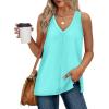 imageXIEERDUO Tank Tops for Women V Neck Summer Outfits Side Slit Sleeveless Shirts Loose Fit 2025 Fashion03 Teal
