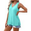 imageXIEERDUO Tank Tops for Women V Neck Summer Outfits Side Slit Sleeveless Shirts Loose Fit 2025 Fashion03 Teal