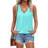 imageXIEERDUO Tank Tops for Women V Neck Summer Outfits Side Slit Sleeveless Shirts Loose Fit 2025 Fashion03 Teal