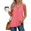 imageXIEERDUO Tank Tops for Women V Neck Summer Outfits Side Slit Sleeveless Shirts Loose Fit 2025 Fashion04 Dark Pink