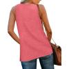 imageXIEERDUO Tank Tops for Women V Neck Summer Outfits Side Slit Sleeveless Shirts Loose Fit 2025 Fashion04 Dark Pink