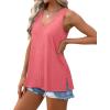imageXIEERDUO Tank Tops for Women V Neck Summer Outfits Side Slit Sleeveless Shirts Loose Fit 2025 Fashion04 Dark Pink