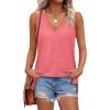 imageXIEERDUO Tank Tops for Women V Neck Summer Outfits Side Slit Sleeveless Shirts Loose Fit 2025 Fashion04 Dark Pink