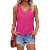imageXIEERDUO Tank Tops for Women V Neck Summer Outfits Side Slit Sleeveless Shirts Loose Fit 2025 Fashion05 Hot Pink
